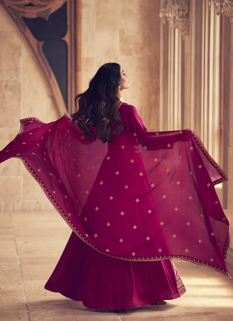 Magenta Pink Embroidered Designer Anarkali Suit