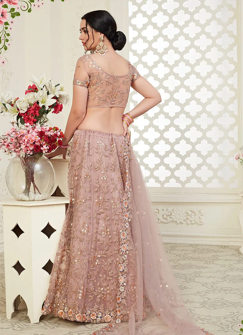 Mauve Floral Embroidered Designer Lehenga Choli