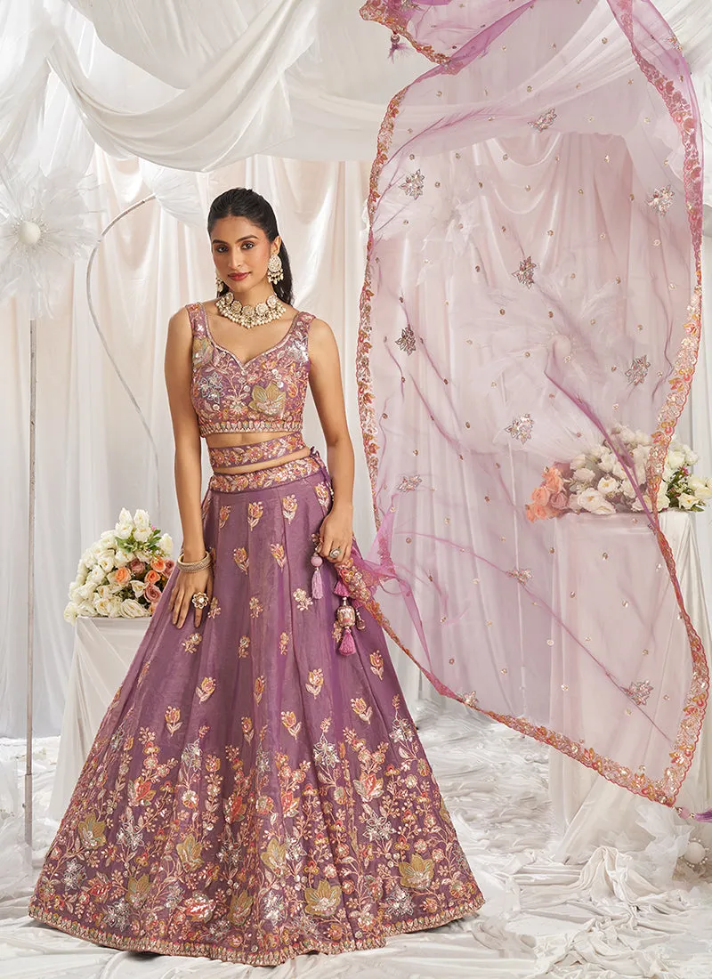 Mauve Purple Multi Embroidery Designer Lehenga Choli