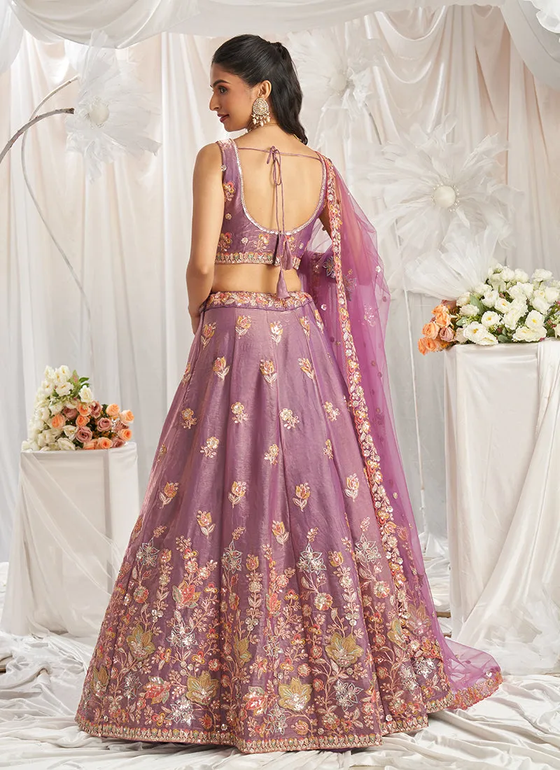 Mauve Purple Multi Embroidery Designer Lehenga Choli