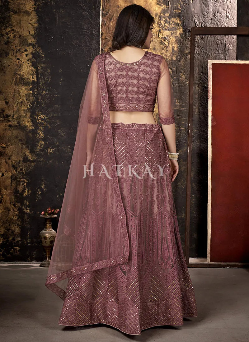 Mauve Sequence Embroidered Lehenga Choli