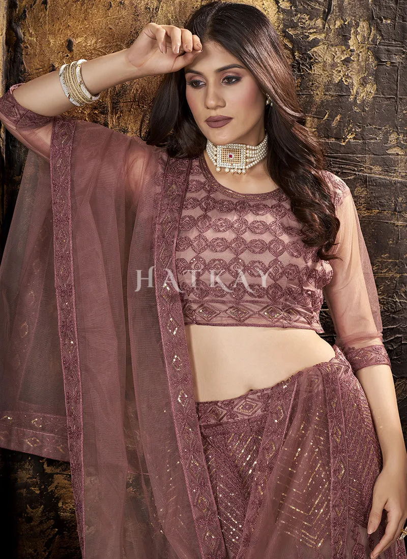 Mauve Sequence Embroidered Lehenga Choli