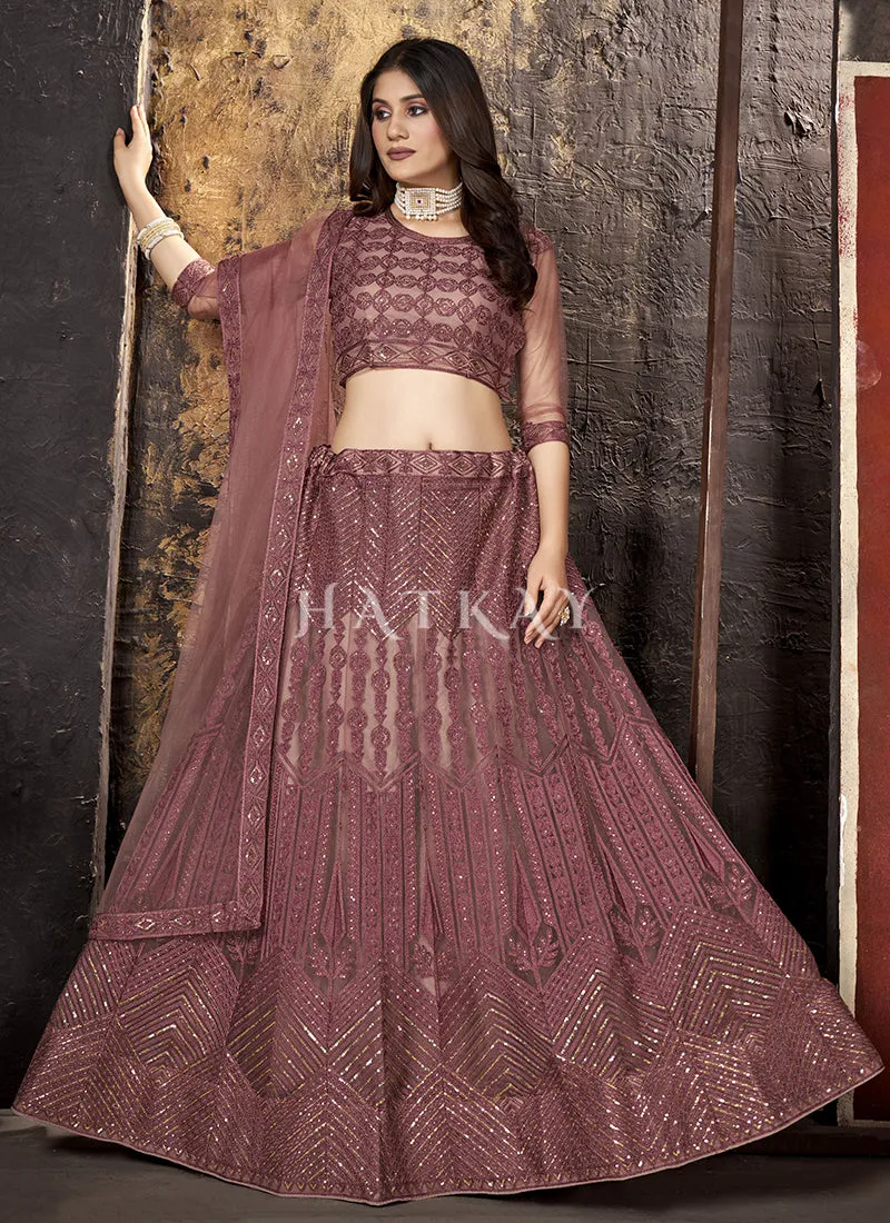 Mauve Sequence Embroidered Lehenga Choli
