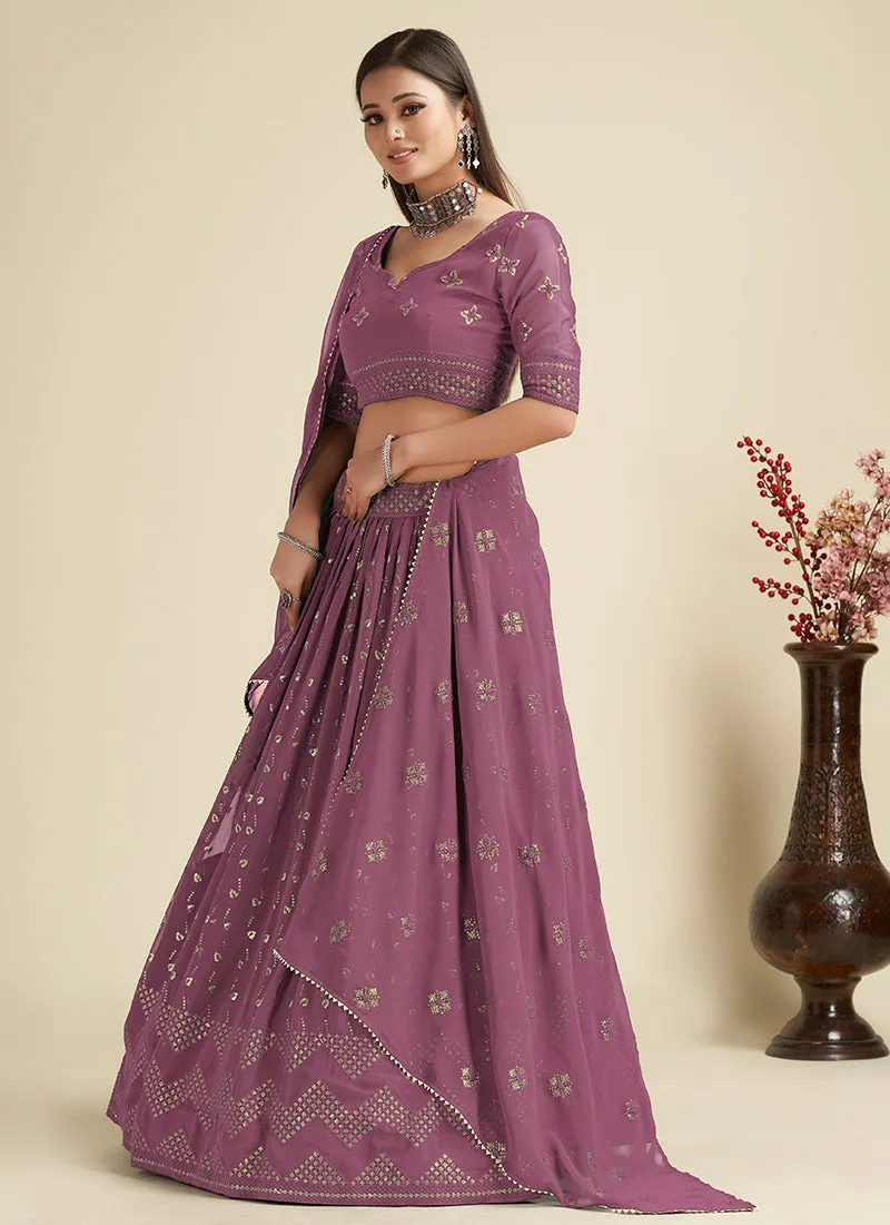Mauve Sequence Embroidery Traditional Lehenga Choli