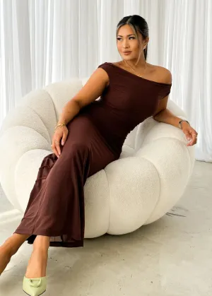 Meshka Mesh Maxi Dress - Chocolate
