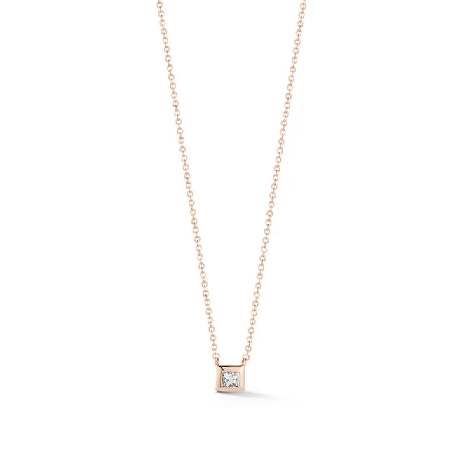 Millie Ryan Single Princess Diamond Necklace in Rose Gold