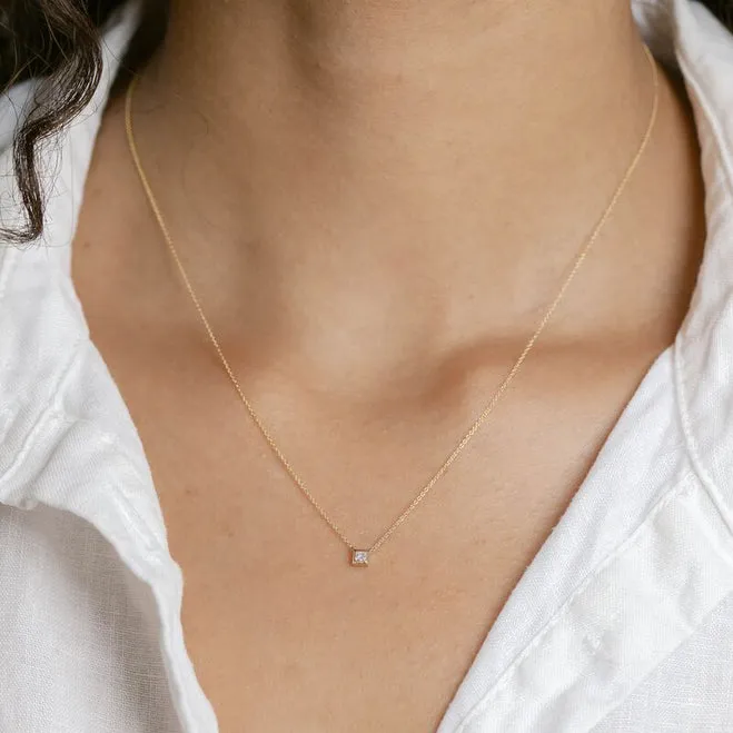 Millie Ryan Single Princess Diamond Necklace in Rose Gold