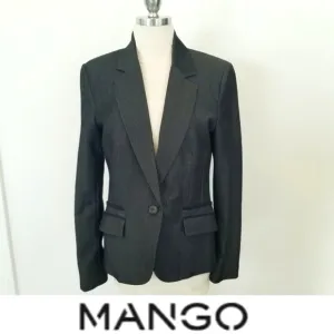 MNG Mango Women's Blazer Suit Jacket Office Work Wear Classic Lined Pockets EUC