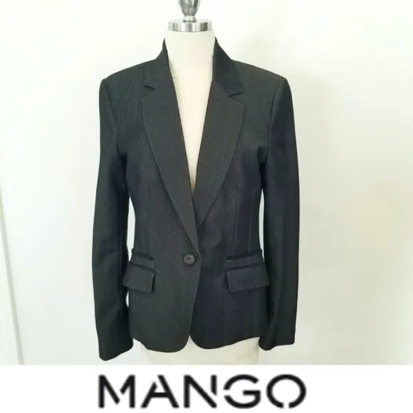 MNG Mango Women's Blazer Suit Jacket Office Work Wear Classic Lined Pockets EUC