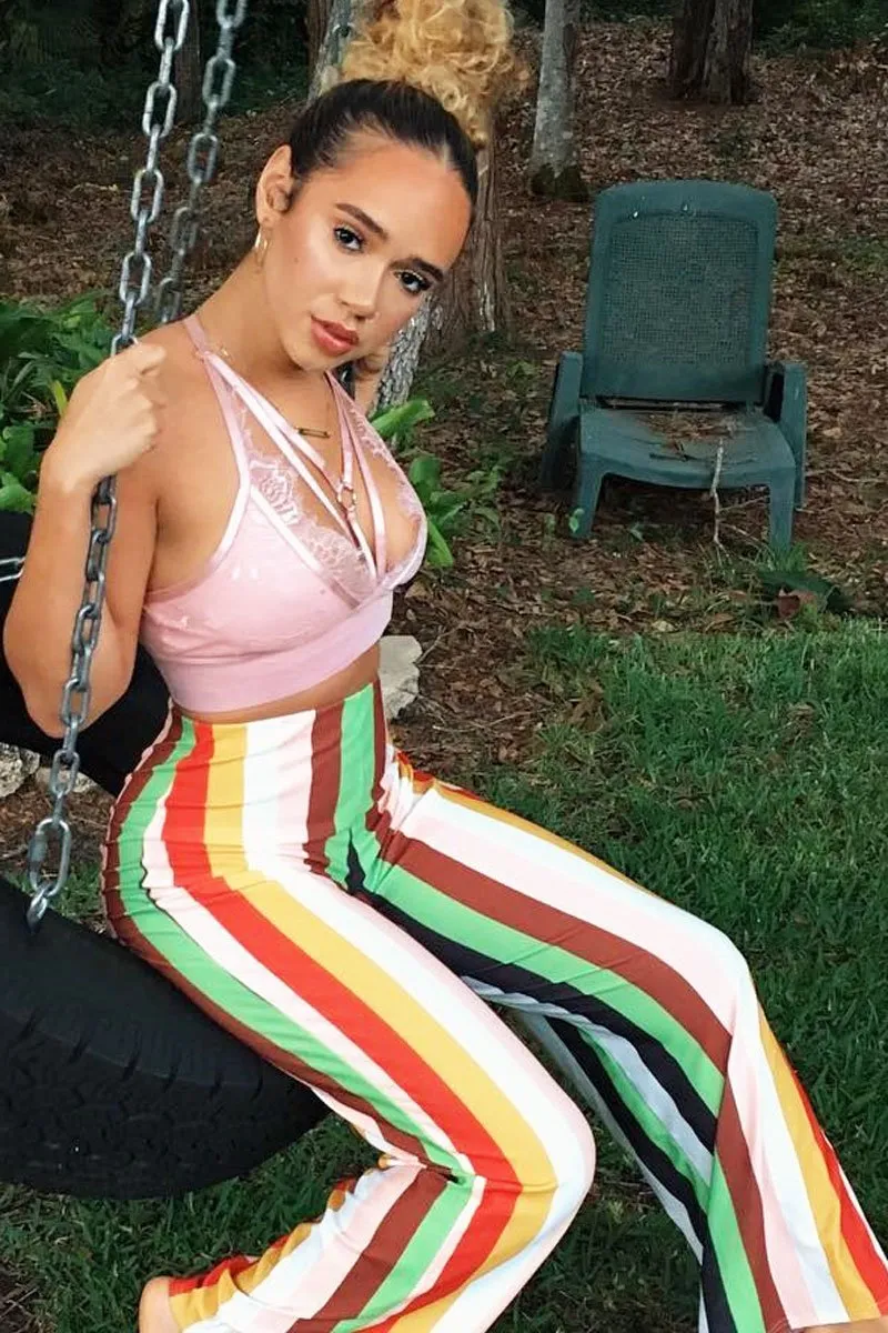 Multicolour Striped Wide Leg Trousers - Torah