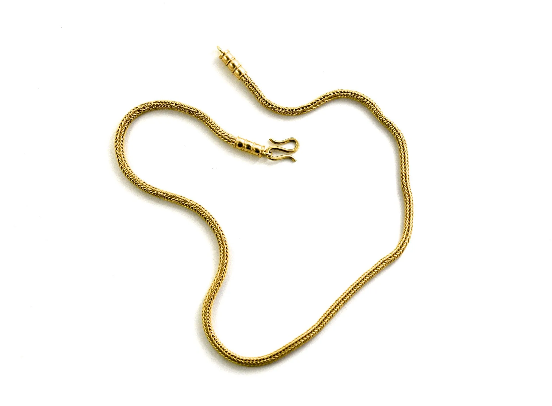 necklace  / gold 22k hand woven chain   Rhodolite cabochons pendant