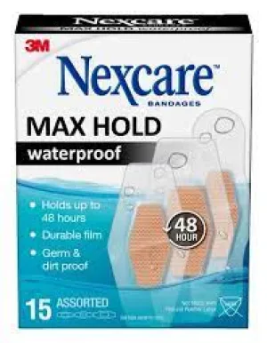 Nexcare Max Hold Waterproof Assorted Bandages 15