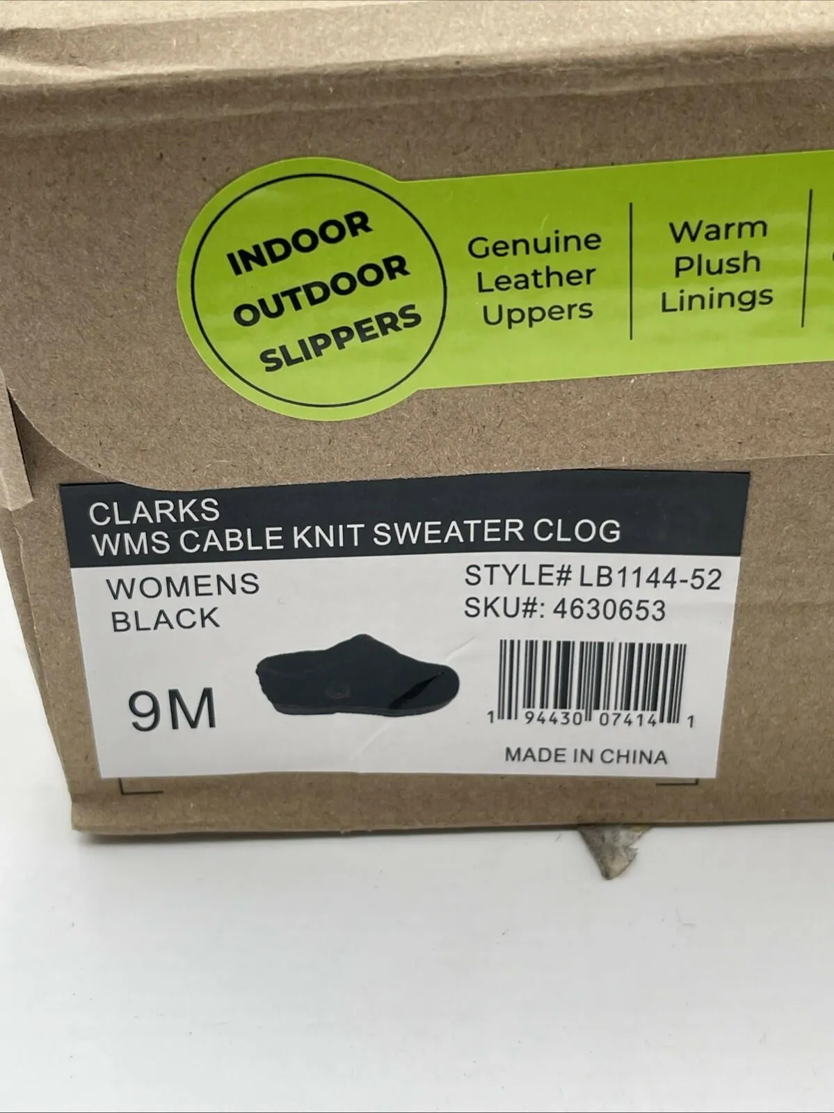 NWB Clarks Women's Cable Knit Sweater Clogs Black Size 9M