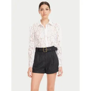 NWOT GENERATION LOVE Milo Pinstripe Shorts - High Waisted, Belted, Navy XS