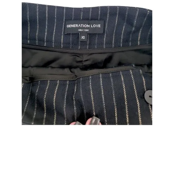 NWOT GENERATION LOVE Milo Pinstripe Shorts - High Waisted, Belted, Navy XS