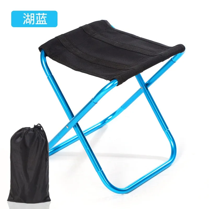 Outdoor Aluminium Alloy Portable Folding Picnic Camping Stool MIni Storage Fishing Chair Ultralight Furniture