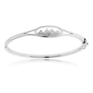 Oval Mountain Ridge Bangle Bracelet