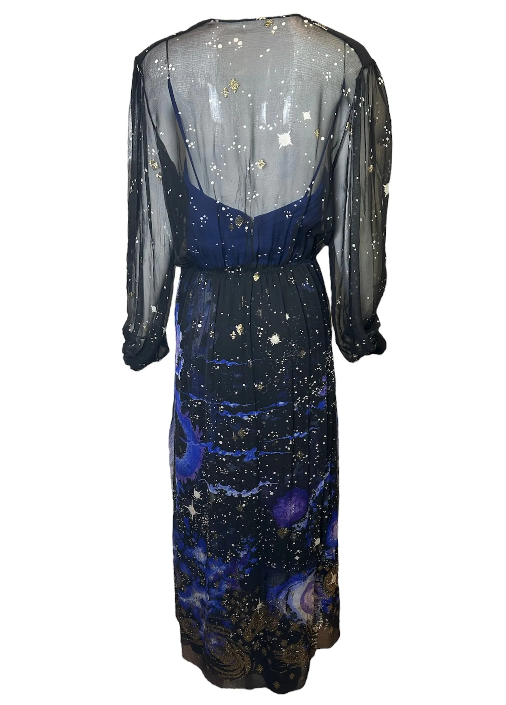 Paul-Louis Orrier 70s Silk Galaxy Gown Chiffon Ensemble