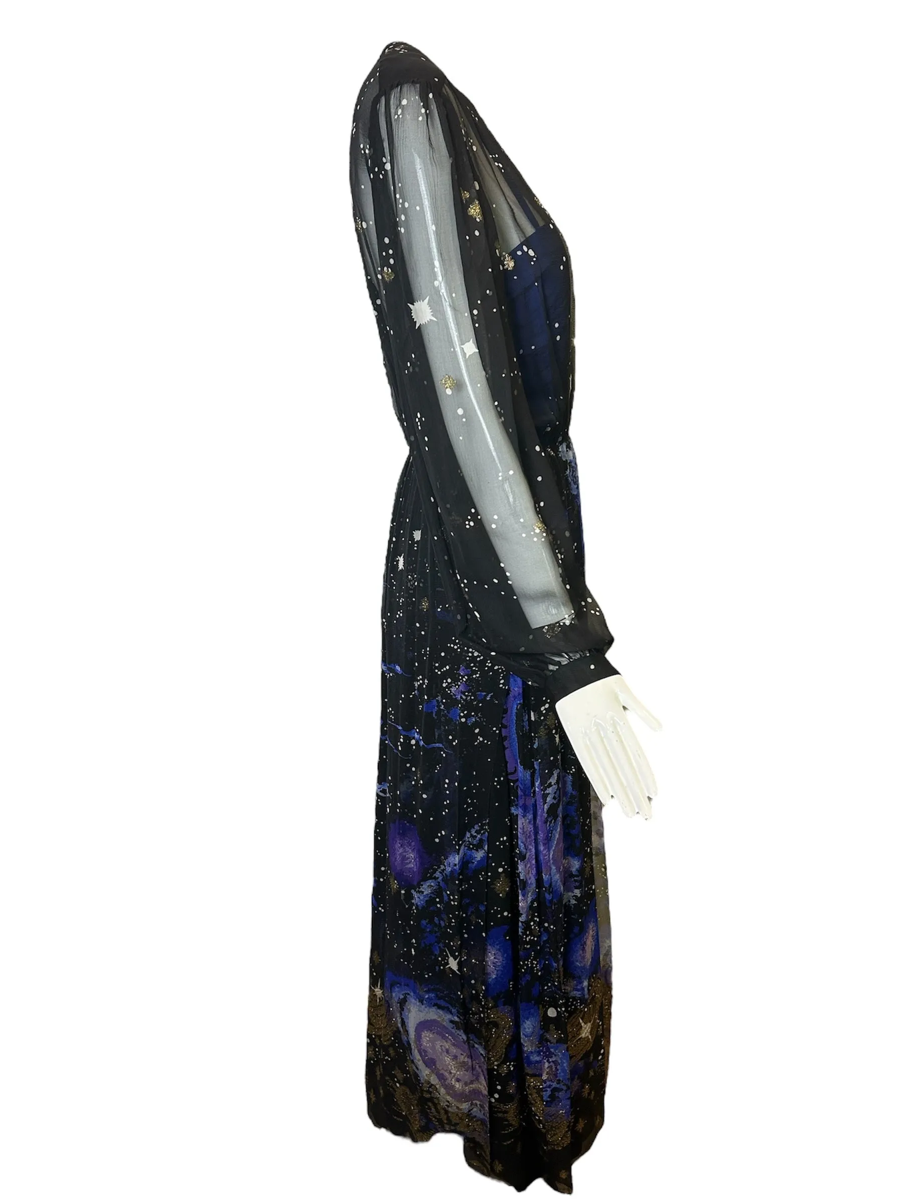 Paul-Louis Orrier 70s Silk Galaxy Gown Chiffon Ensemble