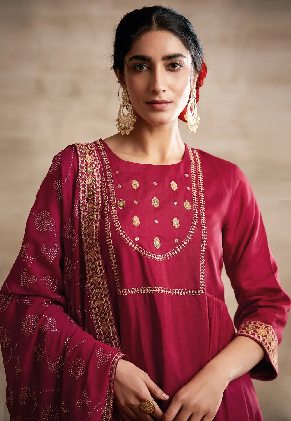 Pink Embroidered Designer Palazzo Suit