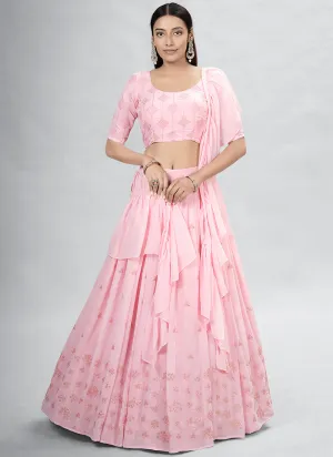 Pink Sequence Embroidery Wedding Lehenga Choli