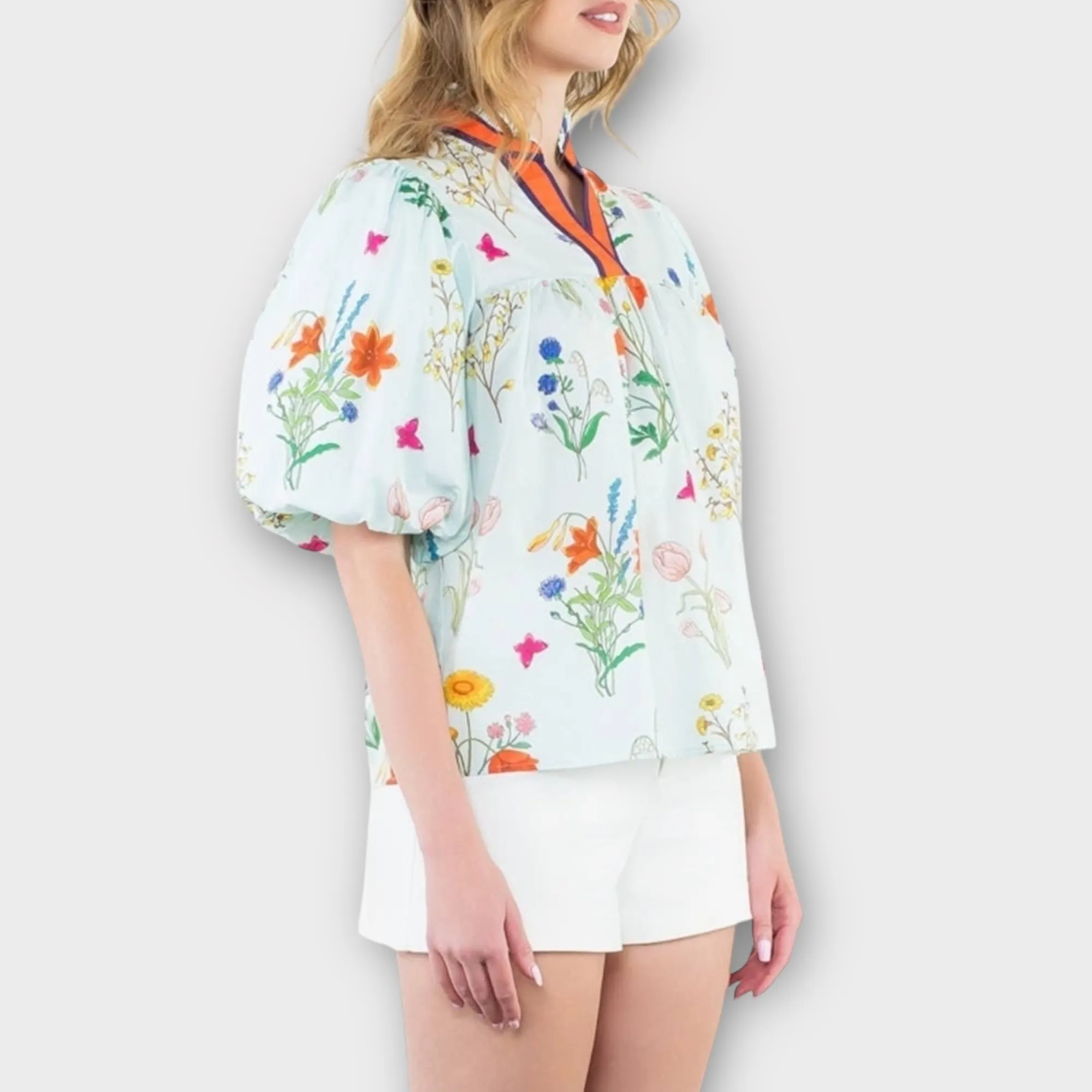 Puff Sleeve Floral Top