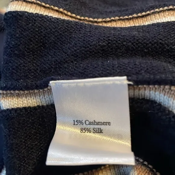 Pure Collection Knitted Navy Blue White and‎ Golden Stripe Skirt NWT Size Small