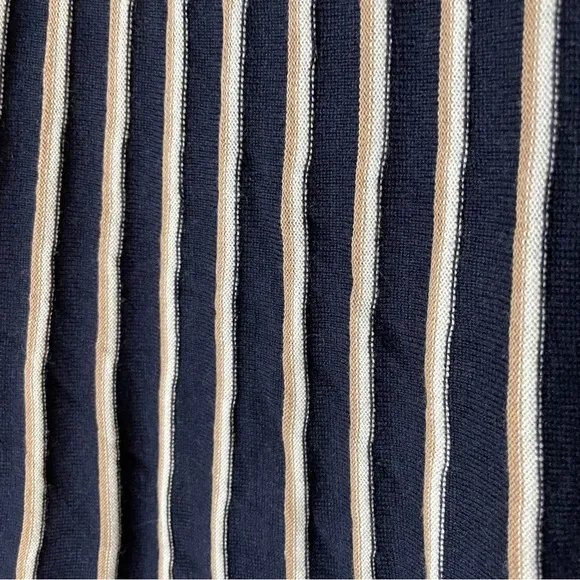 Pure Collection Knitted Navy Blue White and‎ Golden Stripe Skirt NWT Size Small