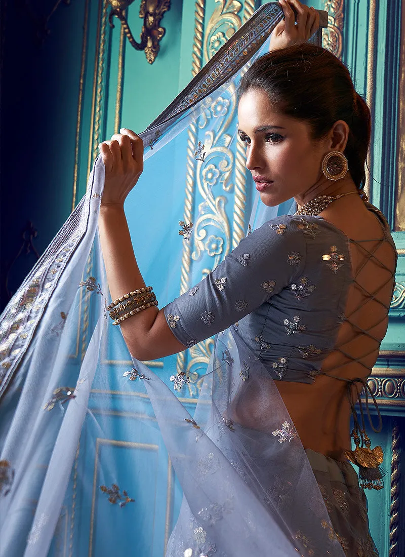Purple And Gold Indo Western Lehenga Choli