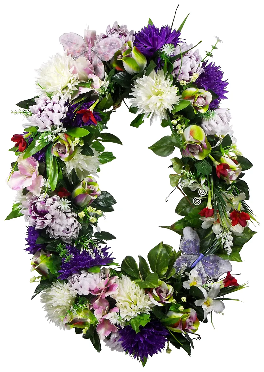Purple Floral Grapevine Wreath