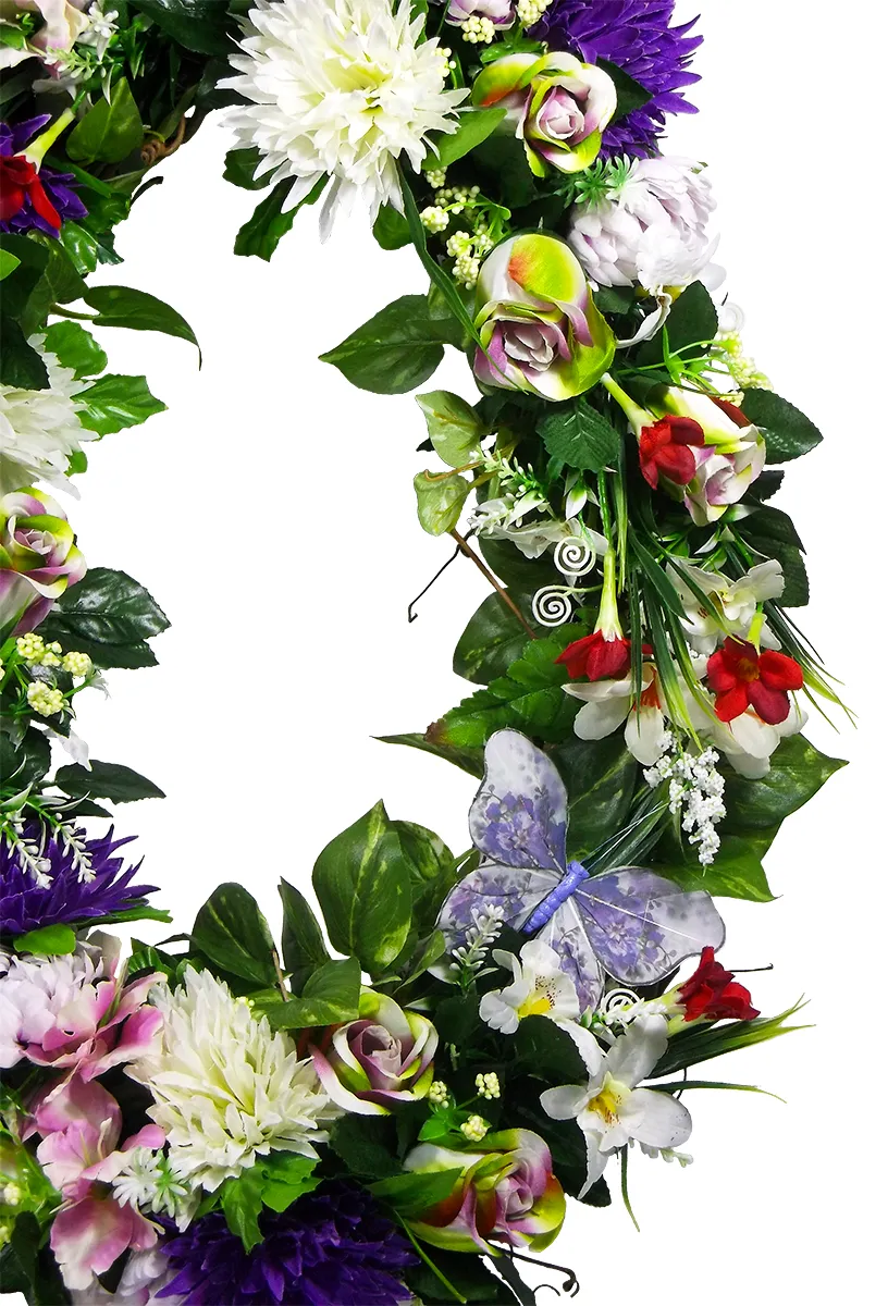 Purple Floral Grapevine Wreath