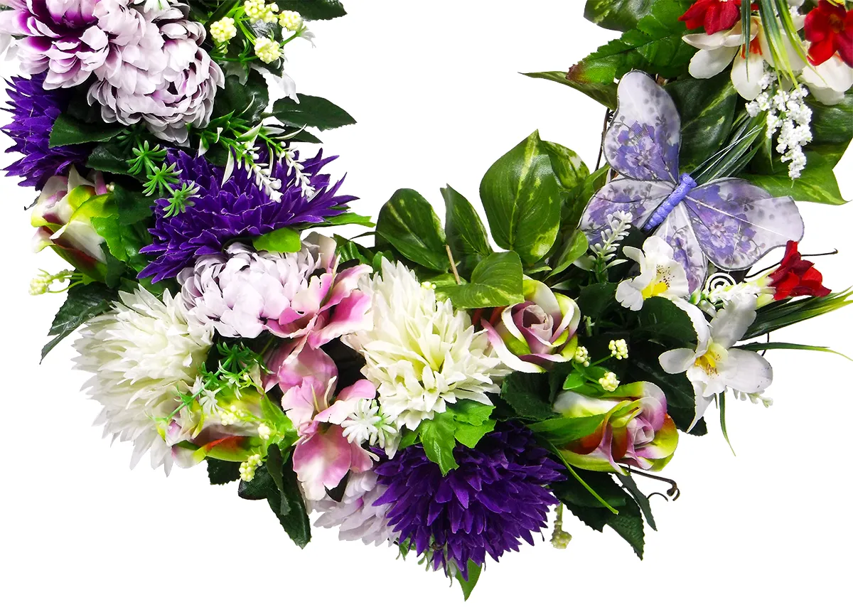 Purple Floral Grapevine Wreath