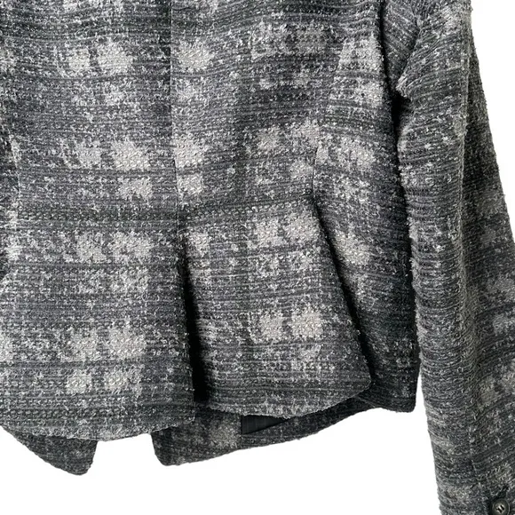 RACHEL Rachel Roy Tweed Blazer Size 14 Gray Single Button Striped Work Office