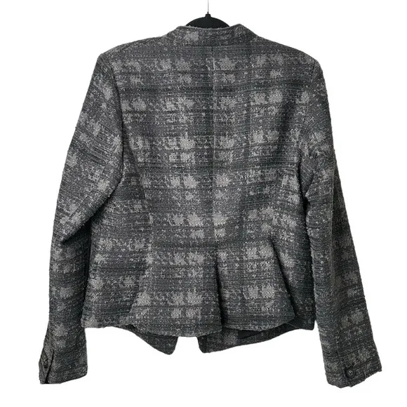 RACHEL Rachel Roy Tweed Blazer Size 14 Gray Single Button Striped Work Office