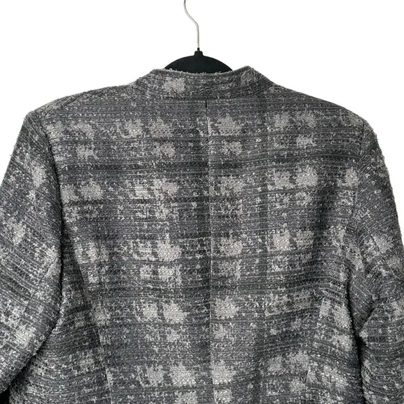 RACHEL Rachel Roy Tweed Blazer Size 14 Gray Single Button Striped Work Office