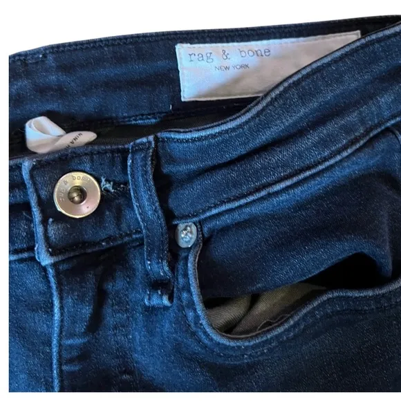 RAG &amp; BONE Dark Indigo Rinse Nina High Rise Skinny Denim Jeans Sz 25 $225 Trendy