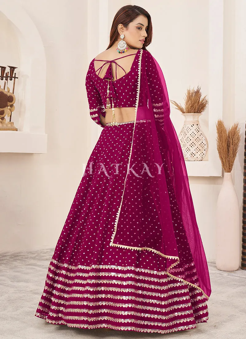 Rani Pink Sequence Embroidery Traditional Lehenga Choli