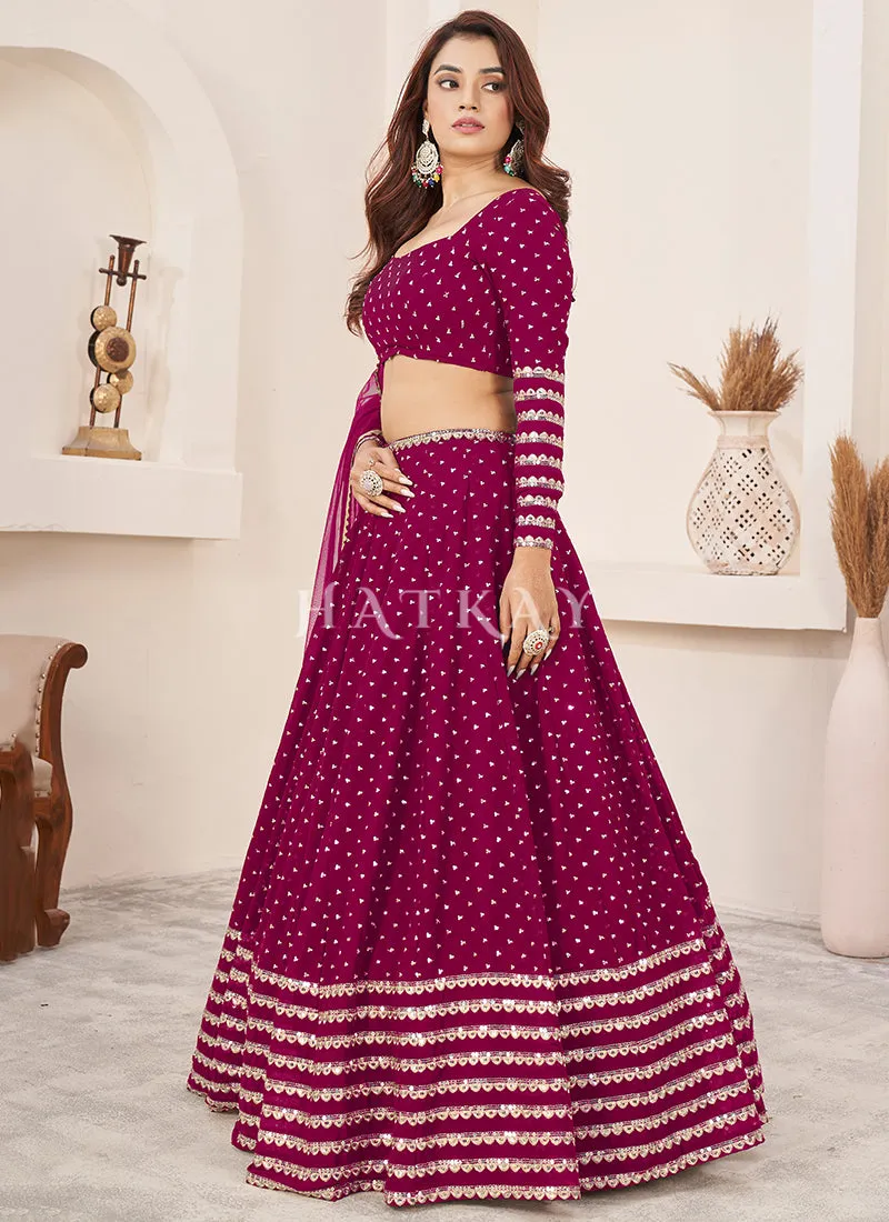 Rani Pink Sequence Embroidery Traditional Lehenga Choli
