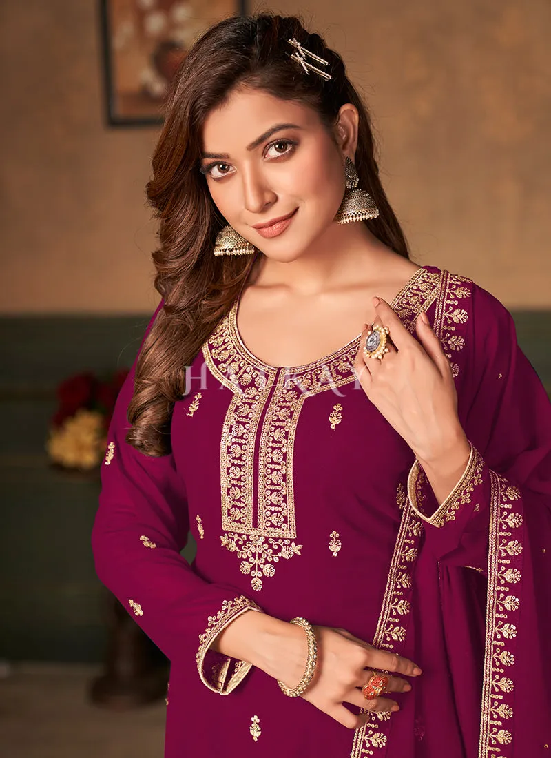 Rani Pink Traditional Embroidered Palazzo Suit