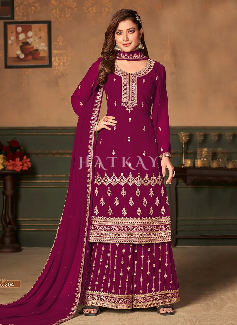 Rani Pink Traditional Embroidered Palazzo Suit