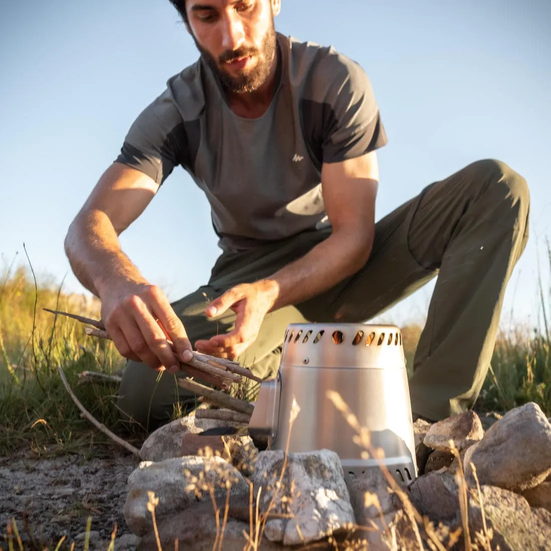 Réchaud à bois 500 pour le camping et le bivouac en acier inoxydable