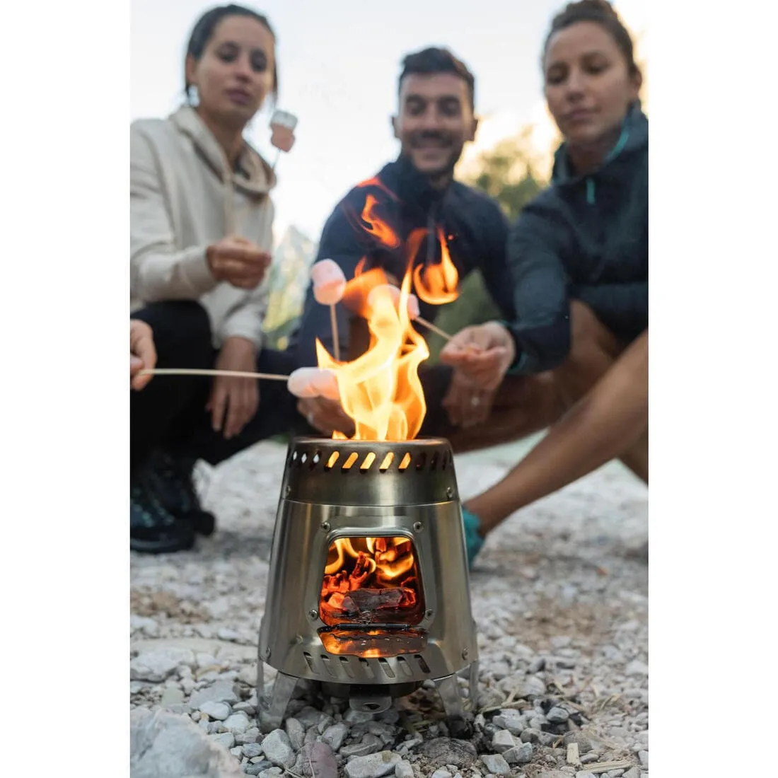Réchaud à bois 500 pour le camping et le bivouac en acier inoxydable