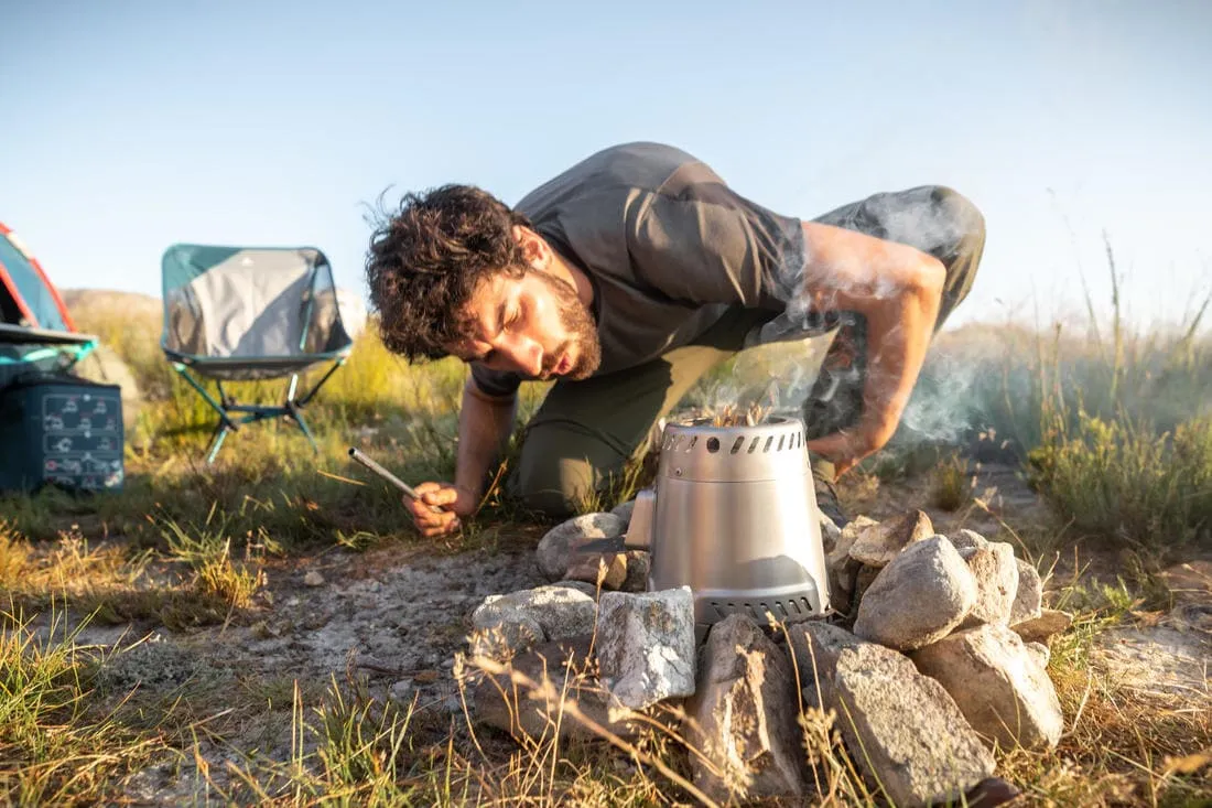 Réchaud à bois 500 pour le camping et le bivouac en acier inoxydable
