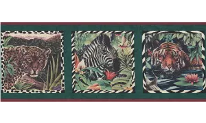 Red Framed Animal Photos CT102141 Wallpaper Border