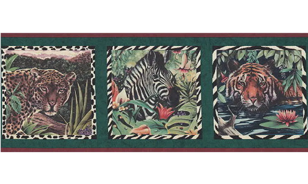 Red Framed Animal Photos CT102141 Wallpaper Border