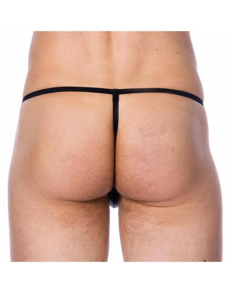 Rimba - Zwarte Lederen Herenslip Met Gat Voor penis