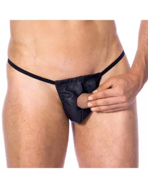 Rimba - Zwarte Lederen Herenslip Met Gat Voor penis
