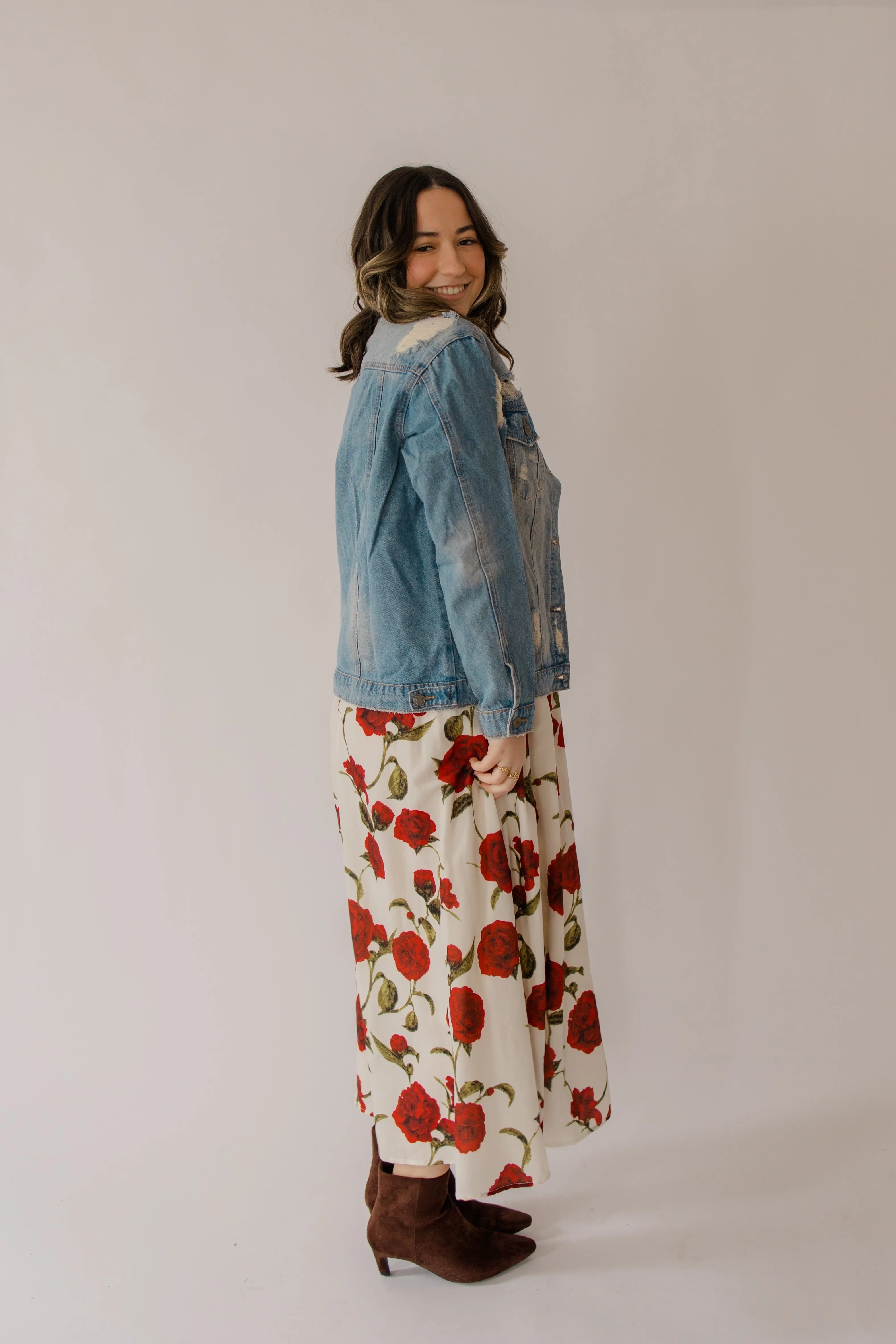 Rose Print Flowy Skirt
