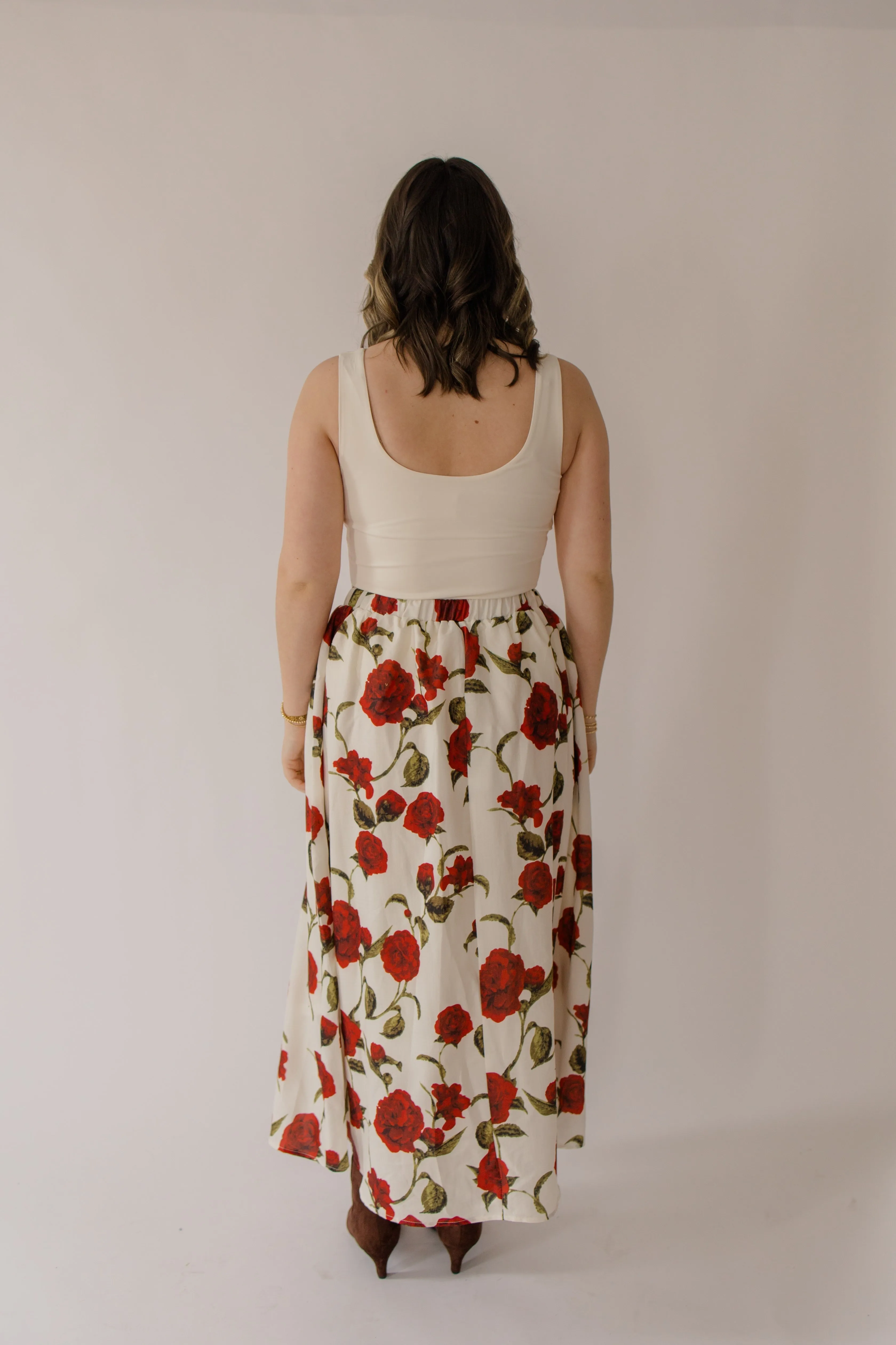 Rose Print Flowy Skirt