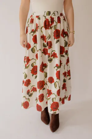 Rose Print Flowy Skirt